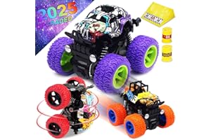 CozyBomB Friction Powered Monster Trucks Toys for Boys, Push and Go Car Vehicles Truck Jam Playset, Inertia Vehicle Cars Kids Toys, Christmas Birthday Gift for Boy Kid Age 3+（3Pack）