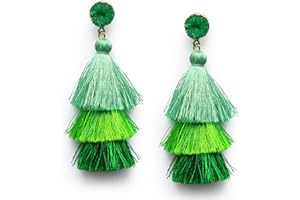 Me&Hz Colorful Layered Fashion Tassel Earrings Bohemian Big Dangle Drop Earrings for Women Girls Hypoallergenic Stud Birthday/Party/Valentine Day Gift