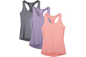 icyzone Débardeur de Sport Femme Dos Nageur Yoga Shirt sans Manches Running Fitness Tank Top, Lot de 3