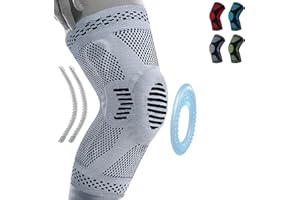360 RELIEF - Compression Knee Brace with Gel Pads and Side Knee Stabilizers, Joint Support, Comfort, Active Recovery, Running, Workout Protection - Large, Grey + Laundry Bag