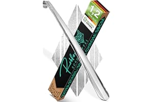 ‎ROBFOX Robfox Stainless Steel Shoe Horn 58 cm Long I Long Shoe Spoon I Extra Stable Metal Shoe Horn Short I Premium Shoe Horn Perfect for Any Shoe I Shoe Horn Metal Long (Shiny Silver)