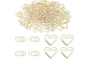 AILUYA 200 Stück Gold Herz Büroklammern Set, 2 Stil Herzförmige Büroklammern Motiv Love Metall-Büroklammer, Klein Lesezeichen Büroklammern, Paper Clip mit Transparentbox für Büro, Klassenzimmer, Aktenklammer