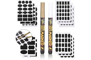 Van Henry Samoprzylepne etykiety tablicowe, 211 sztuk – dekoracyjne czarne naklejki z 2 pisakami kredowymi