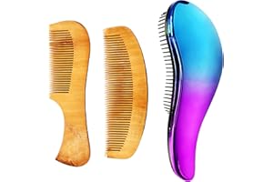 QE'MONO Cepillo antirotura pelo para todo tipo de pelo con tendencia a enredarse. Incluye peines de madera estilo japonés para desenredar sin tirones. Peine antitirones para pelo húmedo o seco (Sky Pink)