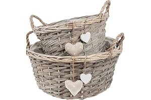 ‎SIDCO SIDCO Pflanzkorb Herz 2X Pflanzschale Pflanztrog Weide Korb Blumentopf Pflanzkübel