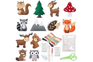 Allazone Kit de Bricolage en Feutre, 12 Style Kits D'artisanat en Feutre Animal Kits D'artisanat en Feutre avec Outils pour Débutants, Filles et Garçons