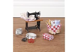 FESTICY Set Sarto degli Elfi I Mini Macchina da Cucire, Stoffe e Accessori I Laboratorio Sartoriale in Miniatura I Decorazioni Casa degli Elfi Natalizi I Regalo Creativo