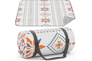 ‎HUTHIM HUTHIM Picnic Blanket Boho Waterproof 200 x 200 cm: Beach Blanket Sand-Free with Carry Handle Beach Mat Washable Camping Blanket for Dry Beach BBQ Picnic Hiking Travel