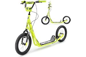 HyperMotion Runkie Sparkcykel 16 Tum Luftfyllda Däck, Justerbart Styre, Dubbla Handbromsar, För Barn från 8 År, Ungdomar och