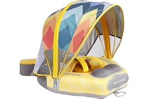 ‎HECCEI Mambobaby Neueste Schwimmring Baby mit Sonnendach, Schwimmreifen Nicht Aufblasbar Robust Weich Wasserdicht Schwimmtrainer für Kinder 3 Monate bis 24 Monate