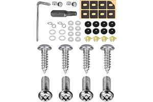 MACHSWON Śruby antykradzieżowe do tablicy rejestracyjnej, odporne na manipulacje, zestaw do montażu uchwytu na przednią tylną ramę, 1/10.2 cm, nierdzewne śruby ze stali nierdzewnej, zestaw łączników (srebrne)