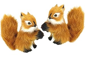 Flair Flower Set mit Mini-Tieren aus Kunstfell Realistische Tierfigur Statue Ornamente niedliches Pelz Plüschtier, Eichhörnchen