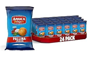 AMICA Chips | Patatine Pallina al Gusto Pizza, Snack di Mais Cotto al Forno, Con Olio di Semi di Girasole, 24 Pezzi x 50 gr