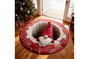 ‎ACAREY ACAREY Fußmatte Weihnachten Weihnachtsteppich Rund Weihnachtsdeko Türmatte Innen, Teppich Weihnachten Deko 3D Weihnachtsmann Fussmatte Haustür rutschfest Weihnachtsfussmatte Für Wohnzimmer Flur (A)