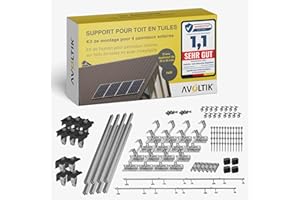 AVOLTIK Support solaire pour toit en tuiles | Kit de montage pour 4 panneaux I Lot de crochets de toit en acier inoxydable 3 fois fixés. Pinces de rail de montage en aluminium