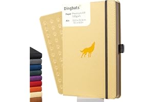 DINGBATS* NOTEBOOKS Dingbats - Wildlife Cuaderno Mediano Punteado, Lobo Crema, A5 - Cuaderno De Tapa Dura - Cuero Pu - Crema, A Prueba De Tinta De 100 Gsm