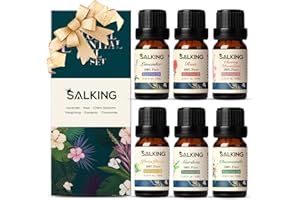 Essential Oils Gift Set, SALKING 100% Pure Aromatherapy Therapeutic Grade Scented Oils for Oil Diffusers,6 x 10 ml(Lavender, Rose, Cherry Blossom,Ylang Ylang,Gardenia,Chamomile)
