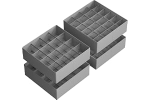 SONGMICS Lådorganisatorer Paket med 4, 80 fack (2x16 + 2x24), hopfällbar garderobsorganisator, 30 x 30 x 10 cm, lådor för str