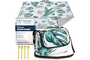 HAUSPROFI Manta de Picnic 200 x 200 cm, Impermeable, Aislante Térmico, Multiusos, Verde, para Camping, Playa, Jardín y más