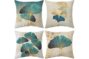 ARNTY Federe Cuscini Divano 45x45, Set di 4, Quadrate, per Sedia, Camera da Letto, Arredo, motivo animali (Ginkgo biloba-Velluto)