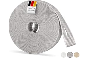 BAUHELD® Cinghia per tapparelle, 6 m, 14 mm, 20 mm, 23 mm, prodotta in Germania, adatta per tapparelle su porte e finestre, elevata resistenza agli strappi e stabilità ai raggi UV], bianco, beige