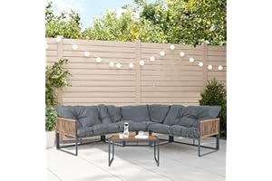 casa.pro Garden furniture set Karg Balcony furniture Lounge set 4-piece Seating group 3 Sofa elements with coffee table outdoor Corner sofa rattan armrest cushions weatherproof Dark grey/Rattan look