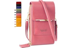Lakpopya Porta Cellulare in Pelle PU per Donne, Tracolla Piccola Multifunzionale con Portafoglio, Borsetta per Telefoni Fino a 6,9" (Rosa)
