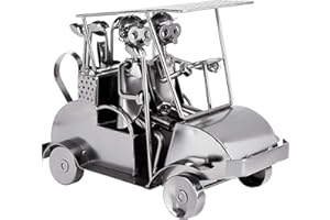 BRUBAKER Screw Man Golf Cart - Handmade Iron Figure Metal Man Golf - 9.55 In Metal Figure Gift Idea for Golfers and Golf Fans