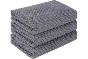 DakTou Paños de Cocina Algodon Toallas de Cocina Waffle Weave Trapos de Cocina Paño de Cocina Toallas de Mano de Cocina Paño Súper Absorbente sin Pelusa 33X74CM Gris