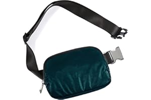 ODODOS Unisex Mini Belt Bag with Adjustable Strap Fanny Pack Small Waist Pouch for Workout Running Traveling Hiking, Glossy Teal Green