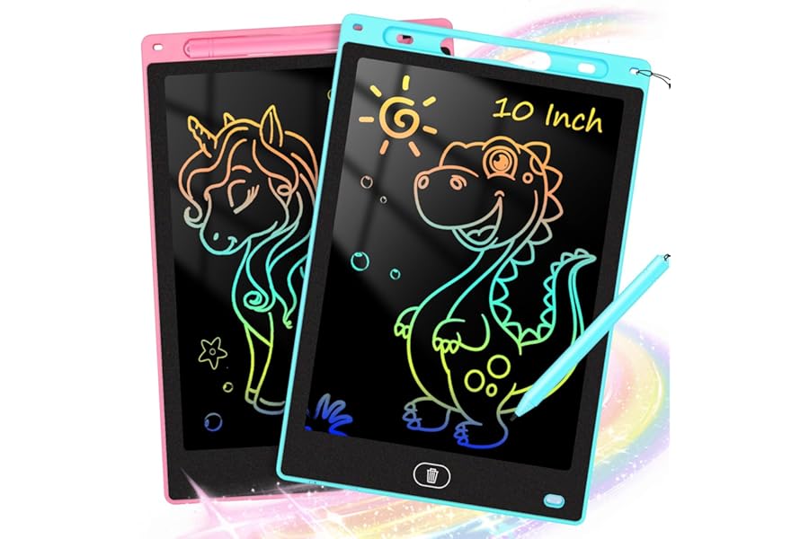 KTEBO 2 Pack 10 Inch LCD Writing Tablet for Kids, Electronic Drawing Pad and Doodle Board for Ages 3-8, Birthday and Educational Gifts for Boys and Girls, Stocking Stuffers for Kids(Pink & Blue)