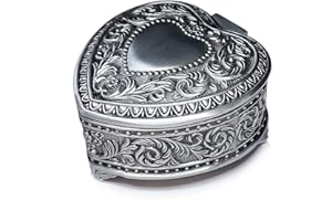 falado Caja de música de metal de aleación en relieve para Navidad, cumpleaños, día de San Valentín (forma de corazón, canción: Fly Me to The Moon)