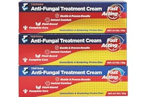 Terthon Herbal Antifungal Skin Cream: Treatment for Ringworm, Jock Itch, Athlete’s Foot & Fungal Skin Infections – Natural, Fast-Acting Formula (20g (3 Pack))