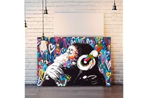 CANVASARTSHOP MONKEY DJ BANKSY LOVE WALL CANVAS STREET WALL ART PRINT ARTWORK - GORILLA (8in x 12in / 20cm x 30cm)