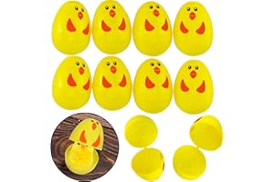 SRVERTEX 8Pcs Yellow Easter Chick Fillable Eggs, 5.8cm Plastic Surprise Eggs, Fill with Easter Hunt Gifts | Easter Party Bag Fillers