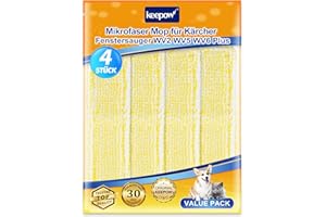 KEEPOW 2.633-130.0 Panni in microfibra di ricambio per lavavetri finestre Kärcher, panno assorbente, flacone spray WV 5 Premium, 2 (Plus), ambienti interni, e giallo, 4 pezzi