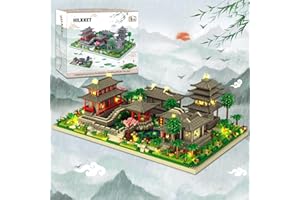 HILKKET Mini Architettura Cinese di Suzhou Garden, 3930 PCS Suzhou Garden Micro Mattoncini da Costruzione con Luci, Classico Cinese Suzhou Costruzioni per Casa Bonsai