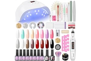 COSCELIA Kit Semipermanente Unghie 18 Colori + Base coat e Top Coat, Ricostruzione Unghie Trasparente con Fresa Professionale 36W Lampada LED, Nail Art Kit Completo