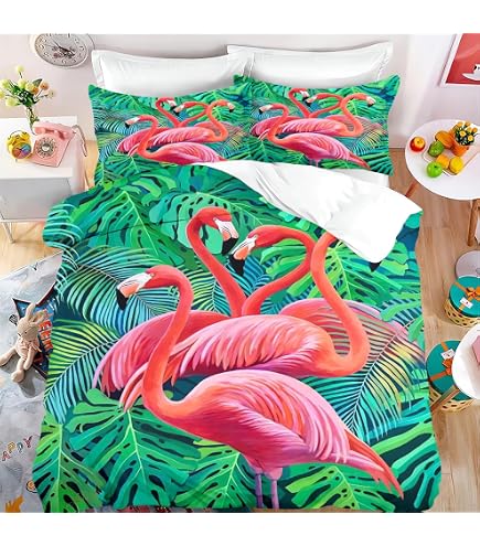 Fusion Kingsize Bettwäsche-Set Mit Flamingo & Tukan-Muster - Beidseitig Bunt, 230x220 Cm