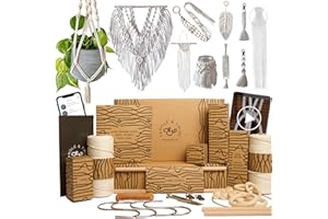GENERIC Macrame Kit for Beginners, 3mm Macrame Cord, Wooden Geo Beads,Rings. Make Macrame Plant Hangers,Macrame Wall Hangings, Keyrings, Bookmarks and Feather with this Adults Craft Kit