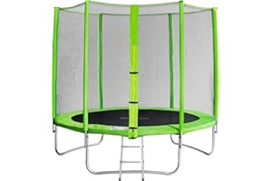 SixBros. SixJump trampolino elastico da giardino 2,45 m – trampolino per il giardino, trampolino all’aperto, set completo incluso scaletta, rete di sicurezza & copertura, verde, TG245/1611