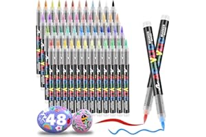 colpart 48 pennarelli acrilici a punta morbida, per pittura su roccia, ceramica, legno, tela, vetro, pietra, tessuto, biglietti, fai da te e forniture artistiche