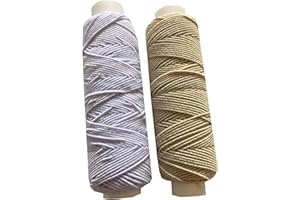 THE TRIMMING DEPARTMENT Shirring Shearing Elastic Thread, 20 Meter Each Colour Per Spool, Pack of 2 X 20m Spools, Sewing, Haberdashery, Craft, Smocking, Gathering, (White & Stone), 30 Colours Available