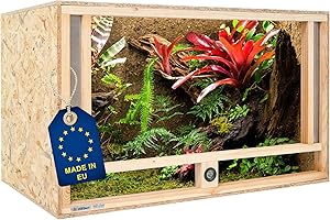 ITA Holz Terrarium 100x50x50 cm mit Frontbelüftung & Integriertem Hygrometer - Holzterrarium aus OSB-3 Platten - Terrarien für Reptilien, Schlangen, Amphibien - EU Produkt, FSC Zertifiziert