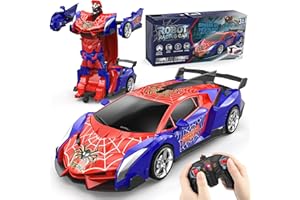 MIERYD Voiture Télécommandée Robot, Transformable RC Spider Car Radiocommande Jouet Enfant Fille Garcon 3 4 5 6 7 8 9 10 Ans Jeux Cadeau Anniversaire Noël, Voiture Téléguidée de Course 1:18 Modèle Véhicule
