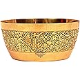 INDIAN ART VILLA Embossed Design Brass Bowl Katori, Serving Indian Dishes 200 ML, Gold (Pack of 1)