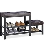 Panca Scarpiera In Bambù | Con Scomparto Interno | Per 6 Paia Di Scarpe | 74x30x43 Cm | Marrone - Foto 7