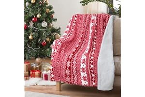 Catalonia Classy Sofadecke mit doppeltem Mikroplüsch-Sherpa-Fleece, superweich, geeignet für alle Jahreszeiten, Flauschiger Plüsch, kuschelige, Dicke Couchüberwürfe,Blumenmuster/Rot,150 x 130 cm