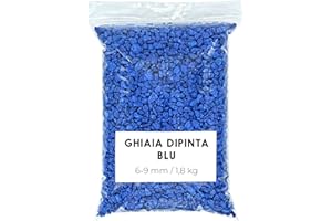 Landare Sassolini Colorati Blu 1,8Kg - Sassolini Decorativi per Vasi - Sassi Decorativi per Vasi - Pietre Colorate - Pietre Decorative - Pietre Colorate per Decorazioni (6-9 mm) (Blu)