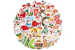 iJiZuo 50PCS Stickers Adesivi Natalizi, Adesivi a Tema Natale, Adesivi per Decorazioni Natalizie, Decorazione Babbo Natale Adesivo, Decorazione Babbo Natale Adesivo, Adesivi Regalo di Natale